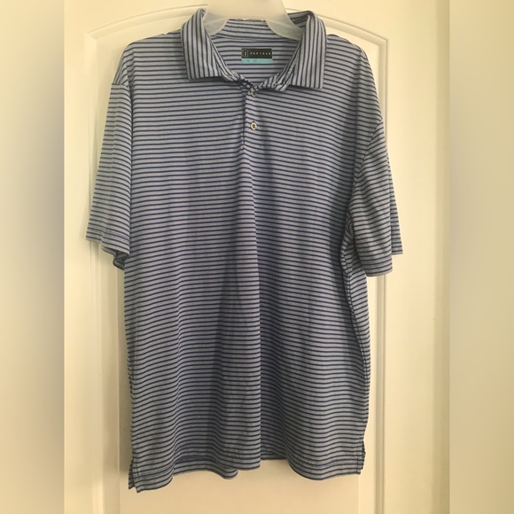 PGA TOUR polo GOlF shirt Blue with white stripes Size LG - Picture 4 of 10